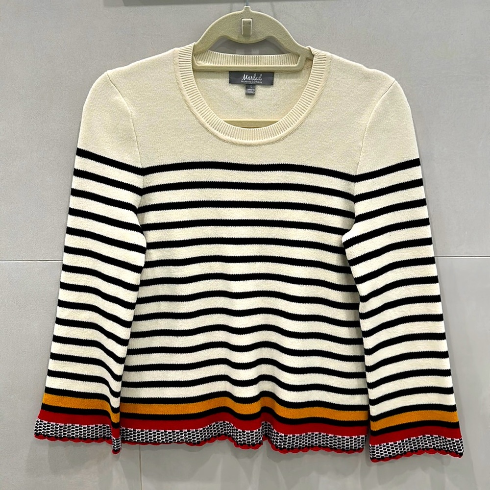 Marled Striped Crew Neck Sweater size Small